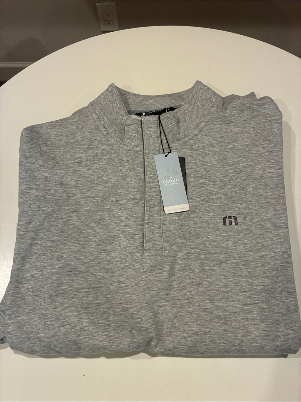 XXL Travis Mathew Cloud-Collection Men's Heather Gray Quarter-Zip Sweater